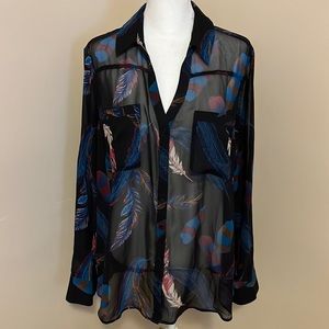 Express Feather Print Portofino Blouse
